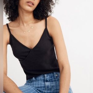 MADEWELL WOMEN'S BLACK SPAGHETTI
STRAP WRAP CAMI TANK TOP Size S Black